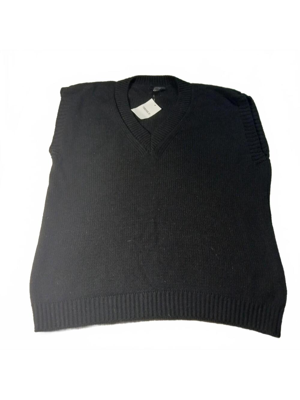 Forever 21 Black Sweater Vest Knit Preppy Schoolcore Minimalist Casual XL NWT